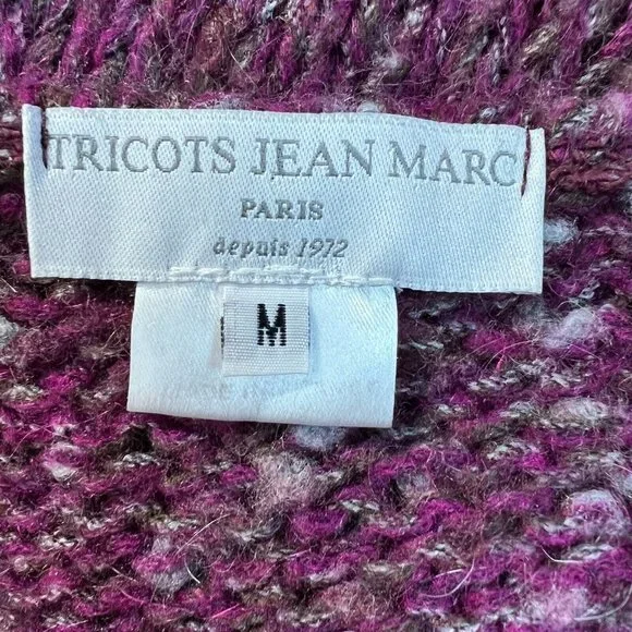 Tricots Jean Marc Tunic Sweater M Purple Open Knit Wool Mohair Blend Womens - Picture 10 of 11